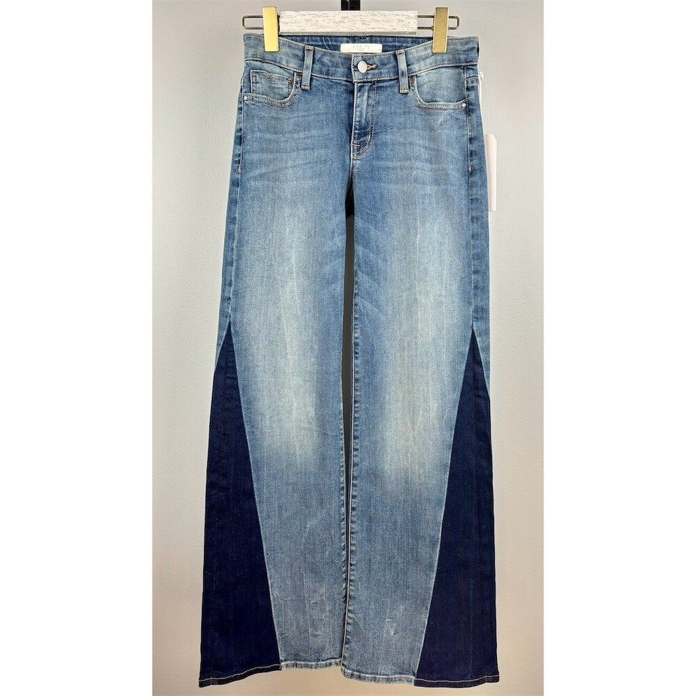 Fidelity Denim Coco Jeans Womens 26 Deep Blue Contrast Flare Low Rise Slim Fit
